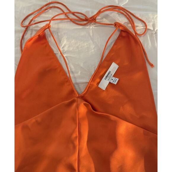 RTR Obando Collective Sz 6 Orange Skinny Strap Sleeveless Halter Satin Tank Top - Picture 5 of 5